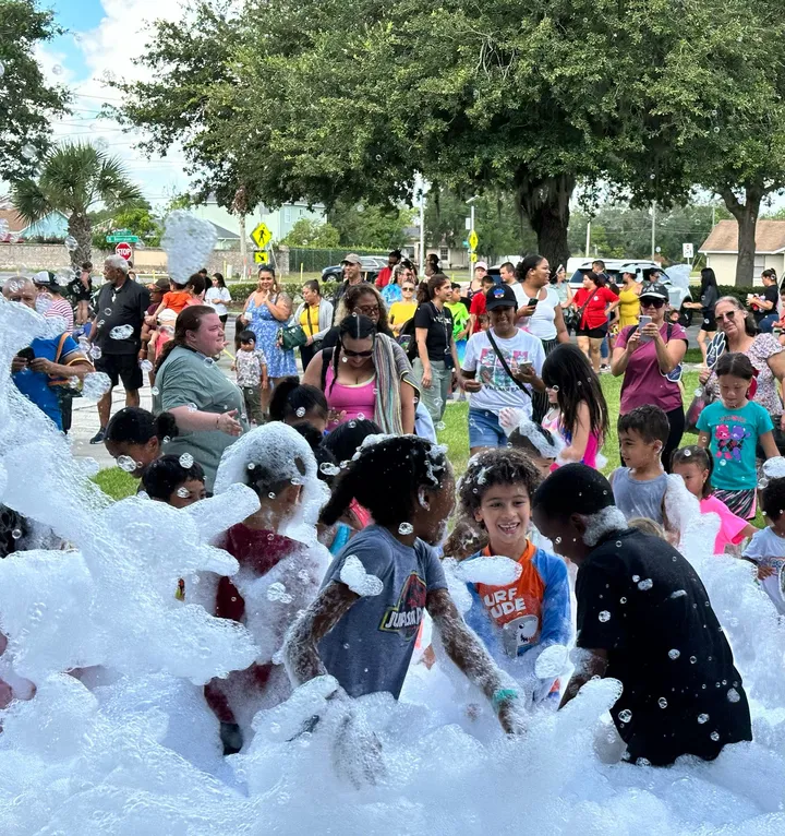 Families at an outdoor community festival